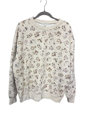 Earthbound Boho Cream Cat Print Crewneck Sweater XXL